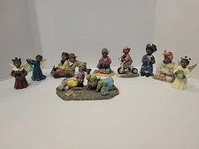 Youngs Inc African American Ethnic 9pc Set Of Figurines Various Children