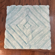 PB teen Blue/White Textured Geometric Square Pillow Sham Cover, Zip, 18x18
