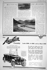 Antique Old Print 1921 Austin Motor Car Daimler Saloon Wolseley Wast Water 20th