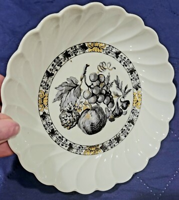 Haviland Limoges China Gray Fruit Print Scalloped Edge Small Plate (Bread)