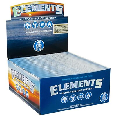 Elements King Size Slim Longpapers - Ultra Thin Rice Rolling Papers Drehpapier