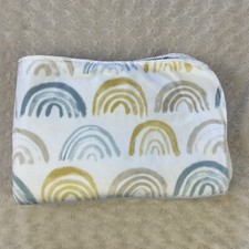 SL Home Fashions Rainbows Baby Blanket Blue White Gray Tan Yellow Sherpa S.L.