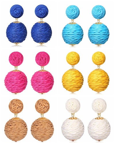 Pendientes de bola tejidos retro Lafite Pendientes personalizados Versátiles Pendientes de moda - Imagen 14 de 19