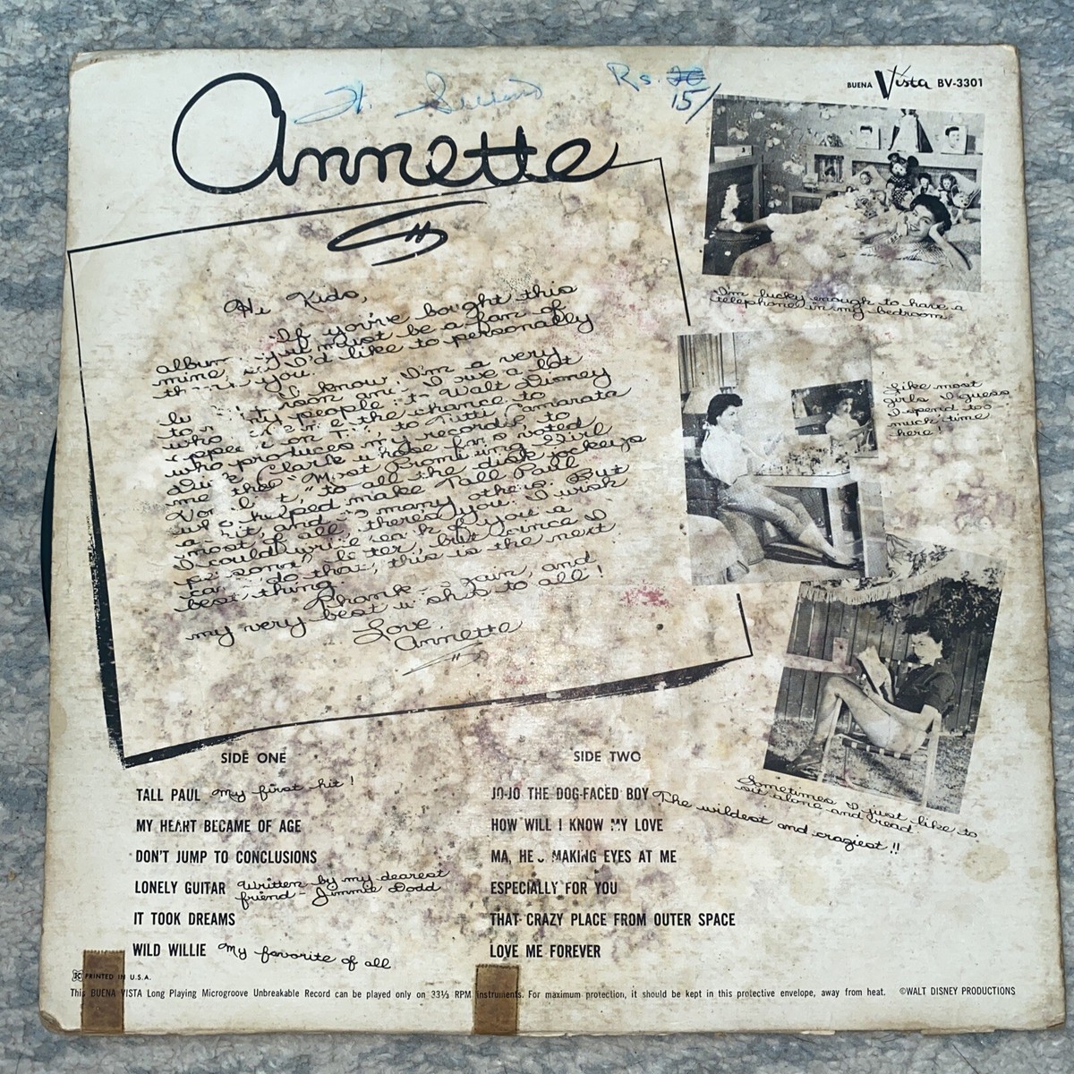 Annette - Annette Funicello 1959 Self-Titled Debut LP Buena Vista Annette - Annette Funicello 1959 Self-Titled Debut LP Buena Vista