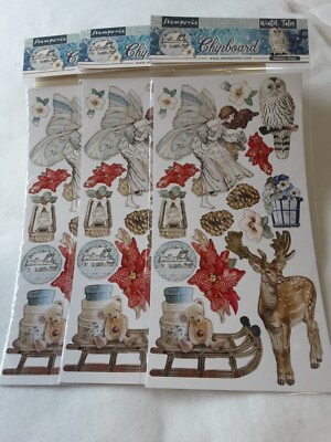 NEW Stamperia Chipboard 3 pk bundle  Winter Tales 6x12'' stickers 15 pieces (45)