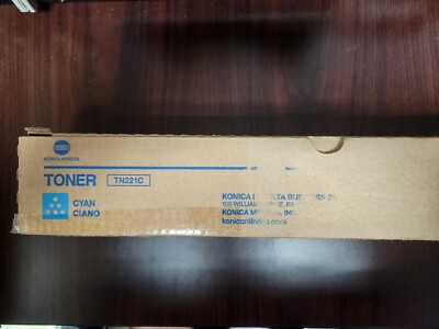 Konica Minolta TN221C A8K3430 Toner Cartridge Cyan 21K Yield Genuine C227 C287
