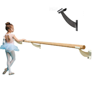2'' Single Bar Wood Fixed Height Wall Mounted Ballet Open Barre Set 8' Feet White