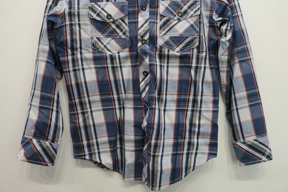 Helix Men Plaid Long Sleeve Flap Pockets Athletic Fit Casual Button Up Shirt M - Image 4 of 4