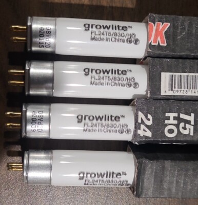 4 PACK OF Growlite REAL RED 3000K GLL-3-T5HO-24 LINEAR FLUORESCENT BULBS.