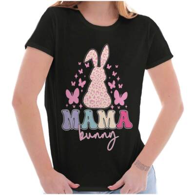 Cute Spring Easter Mama Bunny Butterflies Graphic T Shirts for Women T-Shirts