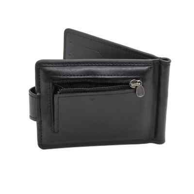 Portafoglio Uomo In Pelle Sottile: Design Minimalista Nero Con Slot Per Carte, Scomparto Banconote E Tasca Portamonete - Ideale Per Lavoro, Affari E Regalo (Modello 02)