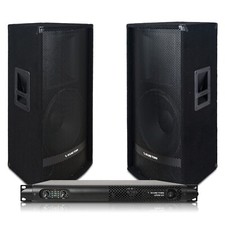 Sound Town PA Speaker System Two 15  Passive PA UPDM Power Amp METIS-115UPDM 