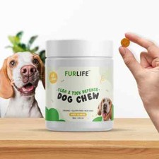 FurLife - Fle a  Tic k Defense Chews 100 Natural Ingredients Beef EXP 5/2026