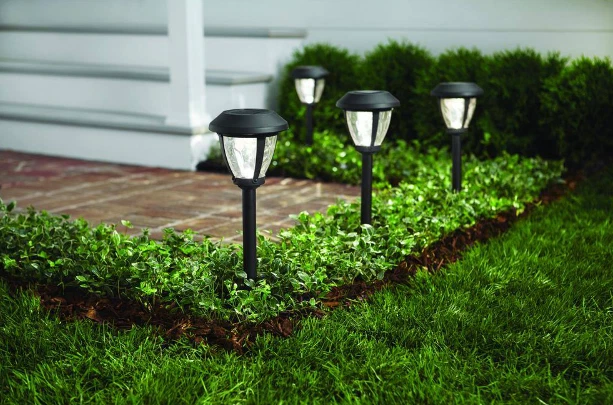 Hampton Bay Solar Bronze LED 10 Lumens Metal and Glass Path Light 5 Pack