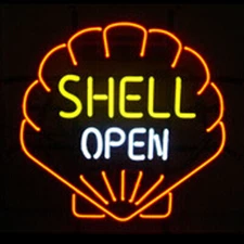 Shell Open Gasoline Neon Sign 19"x15"  Gas Station Store Wall Deocr Artwork