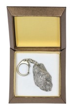 Briard 2 - silver covered keyring with dog in box, gift, Art Dog IE