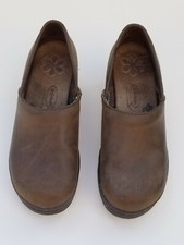 Dr Scholls Womens Brown Leather Bernice Gel Pac Insole Comfort Work Clogs US 6