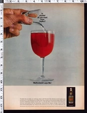 1961 Vintage Print Ad Wolfschmidt Vodka Alcohol Bottle wine glass USA