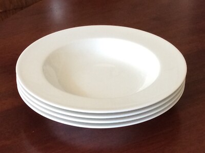 4 Noritake ''AMBIENCE WHITE'' Rimmed Soup Bowls 9 1/2''