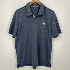 Adidas Golf Polo Shirt Men's Size L Blue Moisture Wicking Polyester Logo