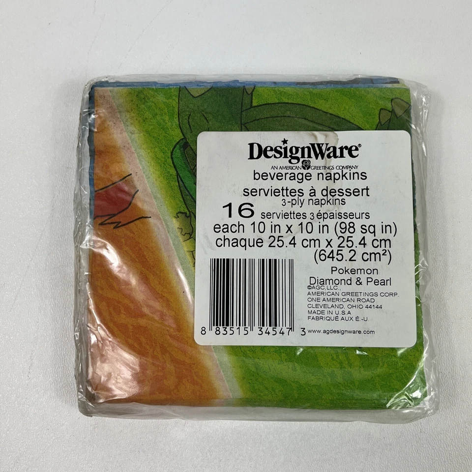 Pokemon Diamond & Pearl Partyware Napkins 16 American Greetings Design Ware - Image 3 of 4