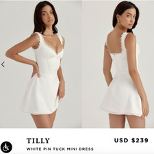 House of CB Tilly Dress, White, Size L+ with cup plus, brand new with tags