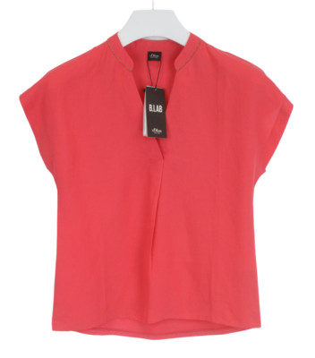 S.Oliver Black Label T-Shirt Women UK 6 V-Neck Pullover Linen Blend Pink