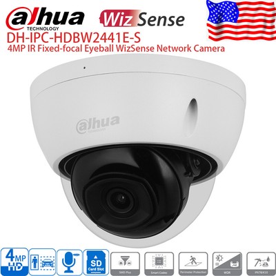 Dahua 4MP Dome IP POE Camera IPC-HDBW2441E-S WizSense IR MIC Cyber Security US