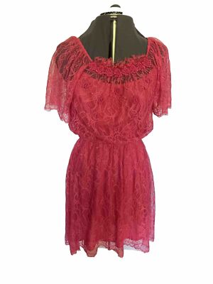 Free People Coral Orange Lace Dress Beading Lined Sz Small | eBay