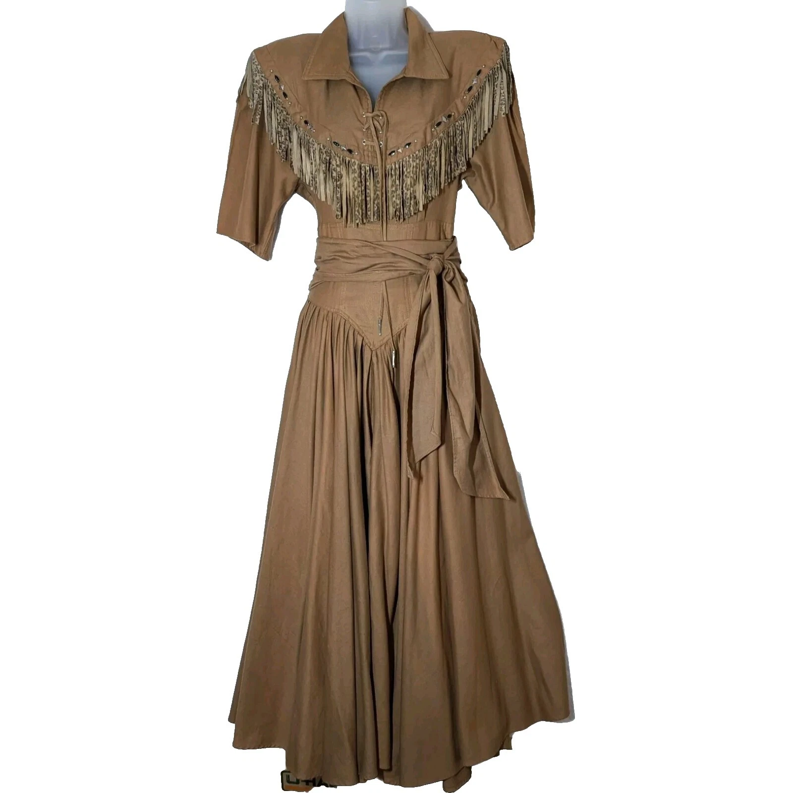 Vestidos Vintage de Cuero Marrón para Mujeres