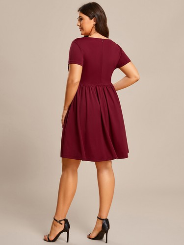 Women's V-Neck Short Sleeves A-Line Mini Summer 2023 Casual Dress (&Plus Size) - Picture 17 of 46