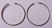 Vintage Large Silver Tone Hoops Pierced Earrings