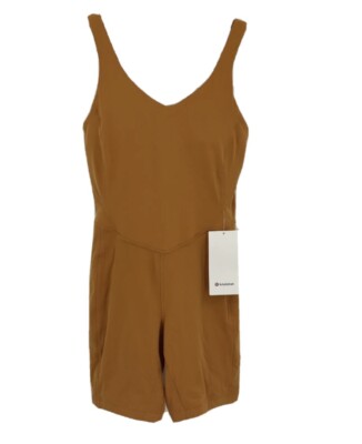 NEW $128 LULULEMON ALIGN BODYSUIT 8   INSEAM WOMENS SIZE 4 AUTUMN ORANGE