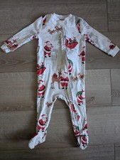 Pottery Barn Kids Christmas Santa Organic Pajamas 6-9m Boy Girl Outfit Top Pants