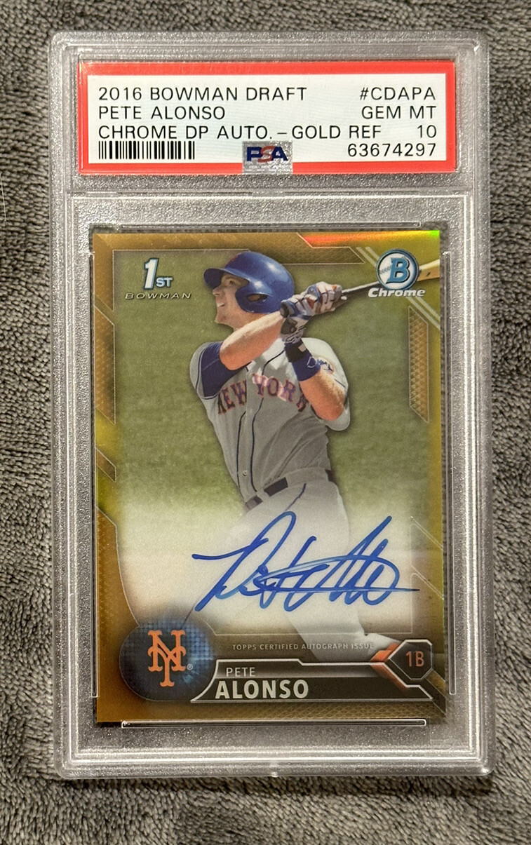 2016 Bowman Draft Pete Alonso RC Rookie GOLD REFRACTOR #/50 Auto PSA 10 Mets