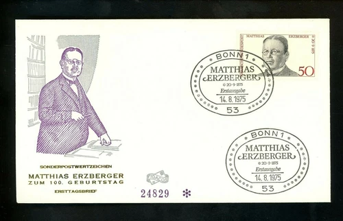 Postal History Germany FDC #1201 Matthias Erzberger 1975