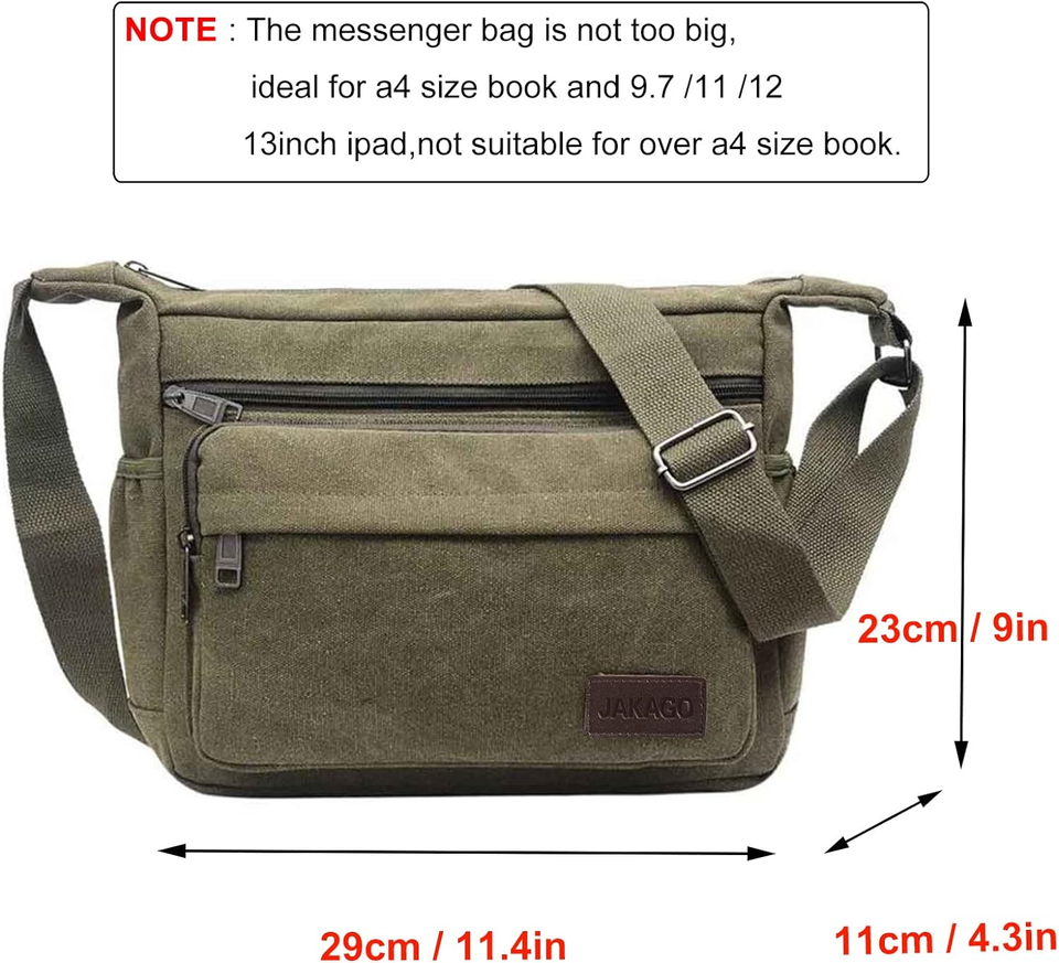 JAKAGO Waterproof Messenger Shoulder Bag,Multi Pockets Canvas Crossbody Bag for eBay