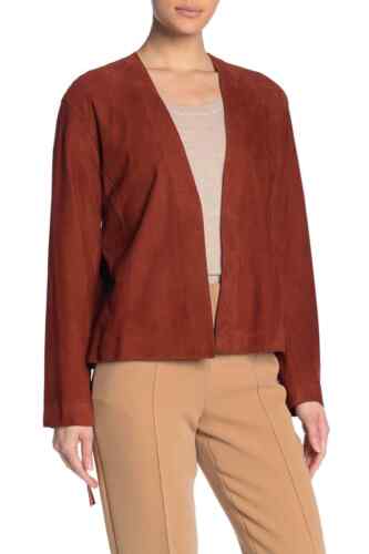 VINCE Lambskin Leather Suede Tie Waist Cardigan Jacket V606991196 MSRP $1050