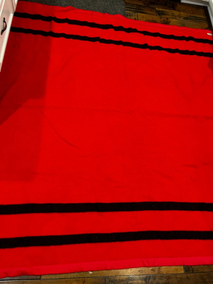 Red wool blanket with black stripe sales