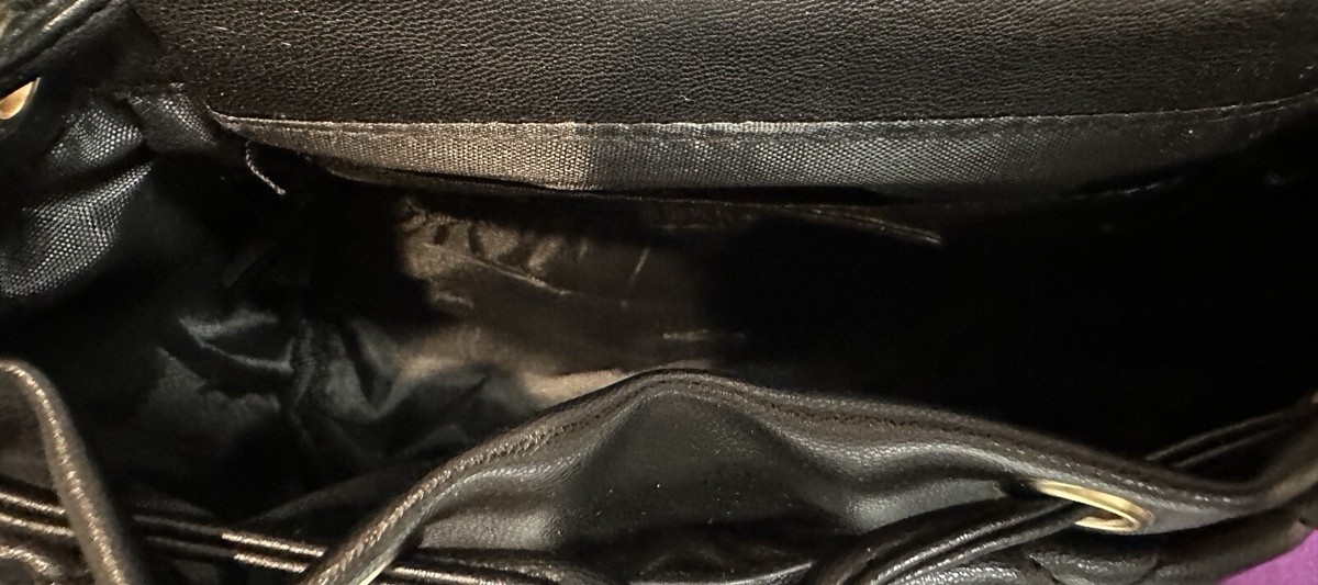 Badgley Mischka Black Quilted Micro Mini Backpack Purse 