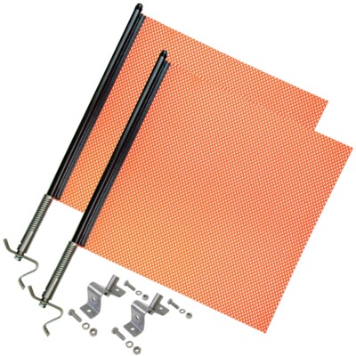 VULCAN Spring Warning Flag Kit - Universal Mounting Bracket - 18'', 2 Pack - Mesh