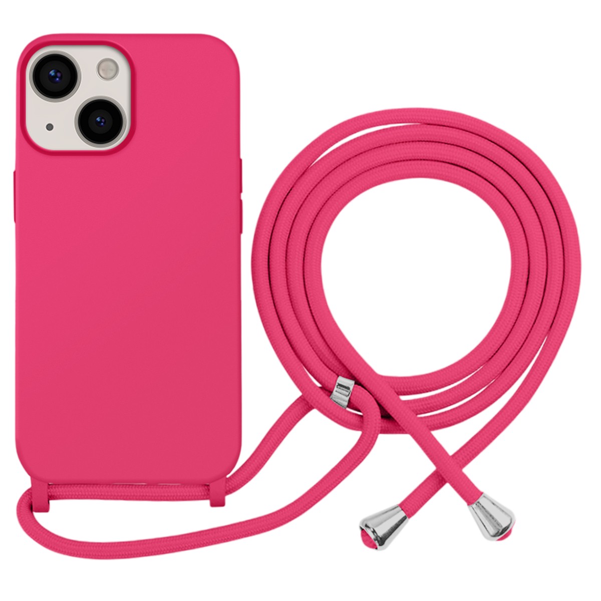 Coque iPhone 13 antichute fuchsia évitez les pertes grâce au cordon collier