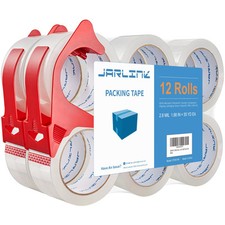 12 Rolls Clear Packing Tape with 2 Dispensers, Heavy Duty Packaging Tape Refi...