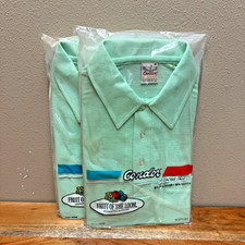 Vintage 70s Fruit of the Loom Condor Polo Shirt M Mint Green Made In USA NOS
