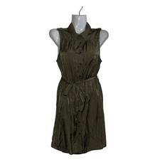 American Eagle Outfitters Green Sleeveless Belted Dress Button Down Small Preppy