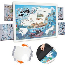 1500 Pieces Rotating Plastic Puzzle Board with Drawers and Cover, 35"x27" Por...