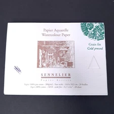 Sennelier Watercolour Paper Block Cold Pressed 140lb 5 7/8" X 4 2/8" 100% Cotton