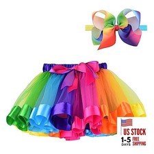 BGFKS LayeredTulle Tutu Skirt for Newborn Baby Girls 1st 0-24 Months Rainbow