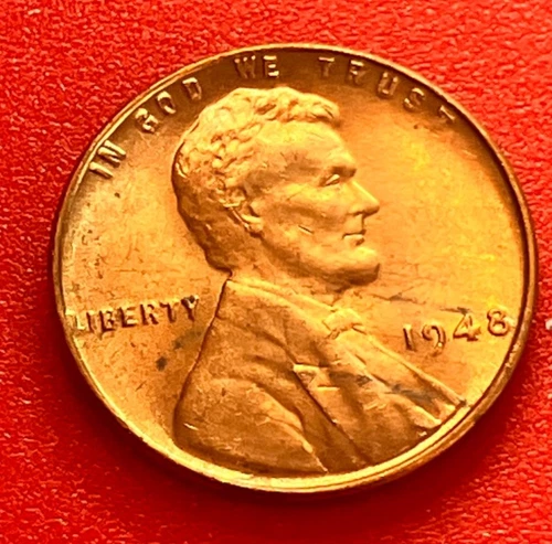 1948-P Lincoln Wheat Cent Penny GEM RED BU From an Original Bank Roll