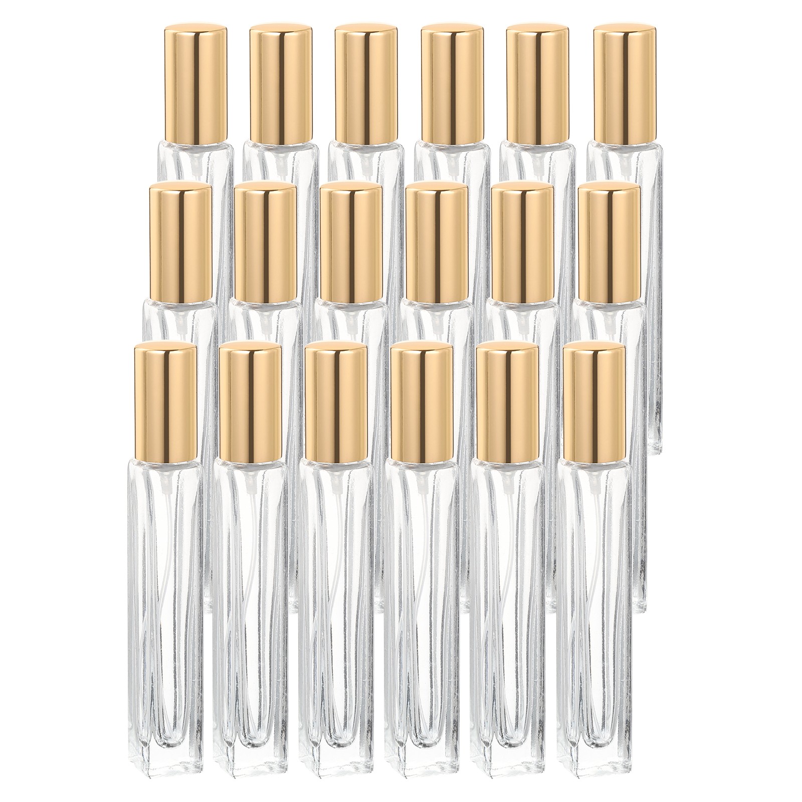 20 Pcs 10ml Fine Mist Bottles Refillable Empty Mini Spray Bottles (Clear/Gold)